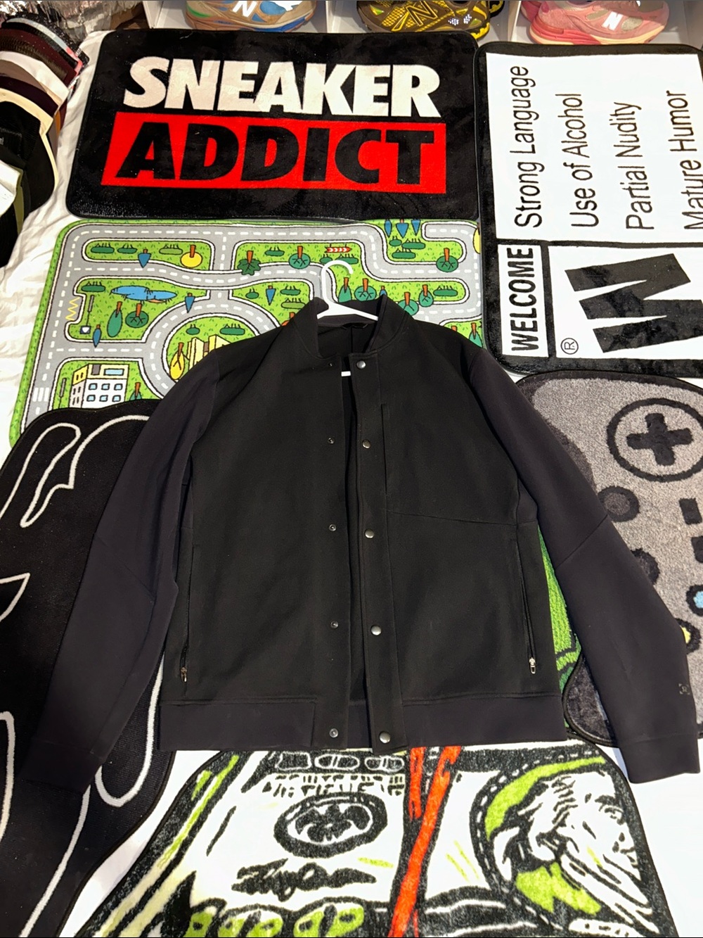 Lululemon Black Bomber Jacket - Minimal Snap Front and Zip pockets